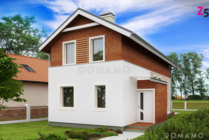 Проект компактного двухэтажного дома из газобетона для строительства на очень узком участке Проект компактного двухэтажного дома из газобетона для строительства на очень узком участке