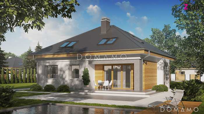 Проект мансардного дома из кирпича с двумя спальнями на первом этаже и двумя на мансарде Проект мансардного дома из кирпича с двумя спальнями на первом этаже и двумя на мансарде