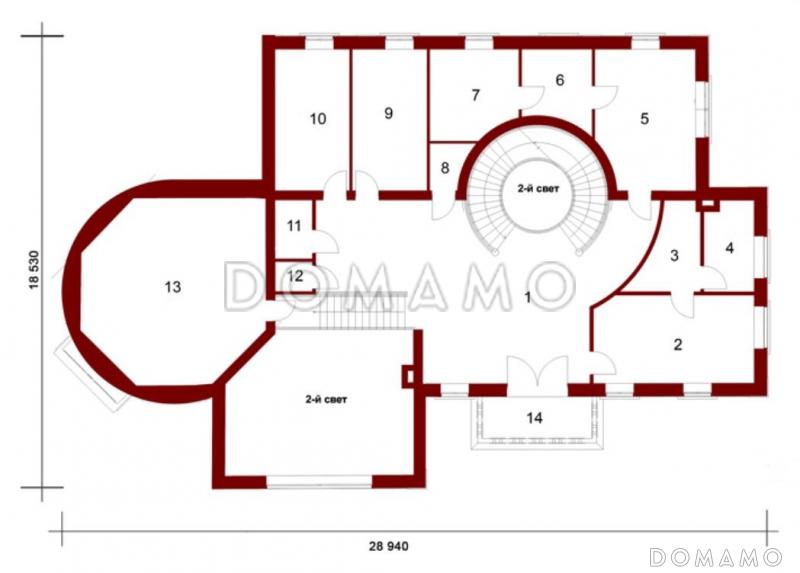 Проект коттеджа со вторым светом / План 2 этажа