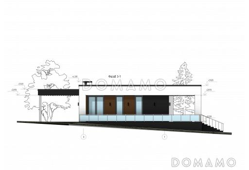 Проект дома с 2 спальнями, кабинетом и джакузи на террасе / Фасад 2