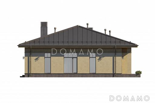 Проект одноэтажного дома с 3 спальнями и крытой террасой барбекю / Фасад 4