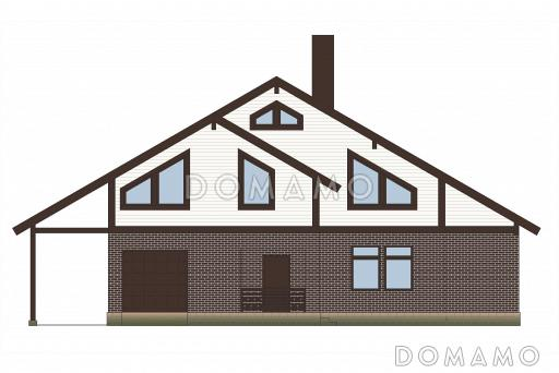 Проект дома из газобетонных блоков с отделкой из двух материалов / Фасад 4