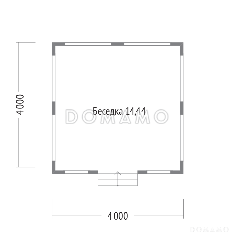 Проект каркасной беседки  4х4 / План 1 этажа