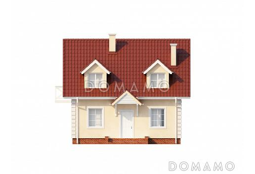 Проект одноэтажного мансардного дома из газобетона с тремя спальнями, балконом и красивыми мансардными окнами / Фасад 3