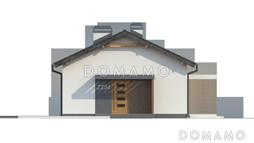 Проект компактного одноэтажного дома из газобетона с двумя спальнями, изолированной кухней и торцевым входом / Фасад 3