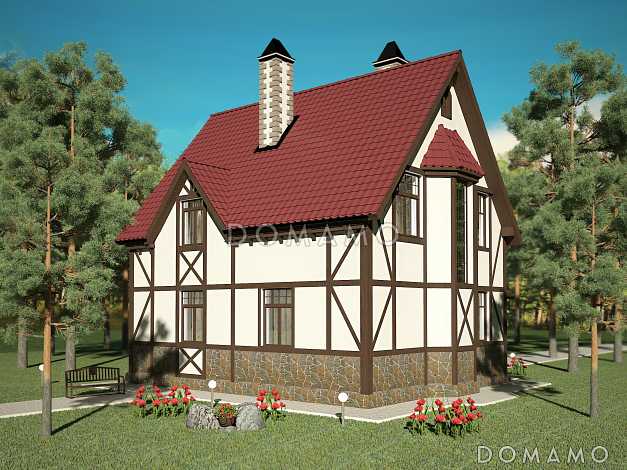 Проект практичного коттеджа в стиле фахверк Проект практичного коттеджа в стиле фахверк