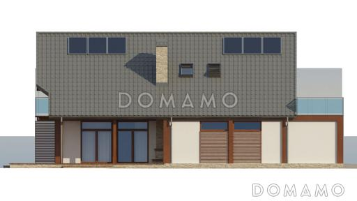 Проект двухэтажного дома из газобетона в стиле шале со вторым светом, четырьмя комнатами и гаражом / Фасад 4