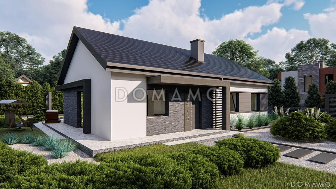 Проект одноэтажного загородного дома простой формы с тремя спальнями,  изолированной кухней / 2