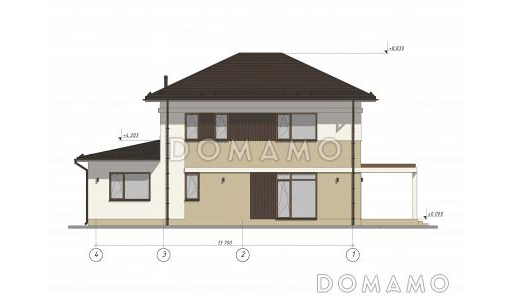 Проект современного двухэтажного коттеджа с 4 спальнями S-166 / Фасад 1