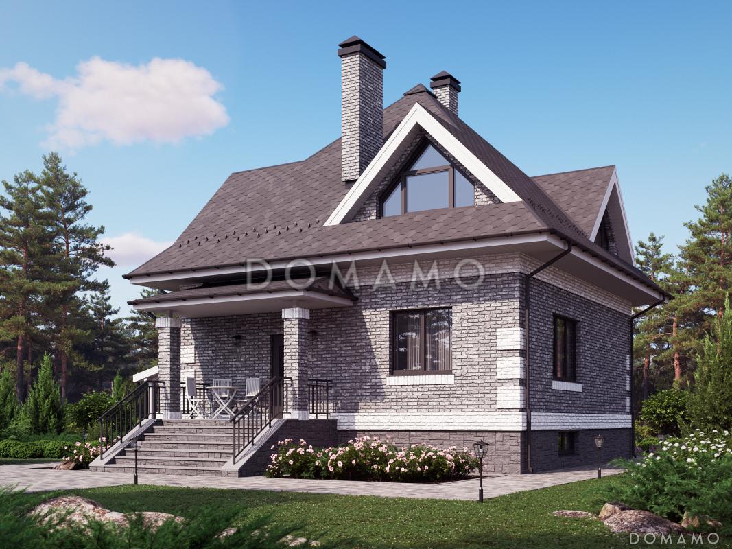 Проект загородного дома с шатровой крышей и цокольным этажом / 1