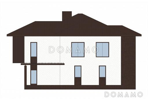 Проект двухэтажного каркасного дома с большими окнами / Фасад 3