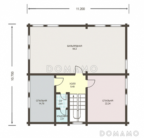 Проект дома из клееного бруса с отдельным входом в котельную / План 2 этажа Проект дома из клееного бруса с отдельным входом в котельную / План 2 этажа