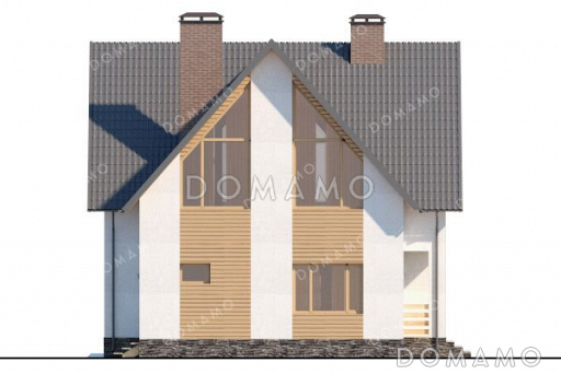 Проект одноэтажного дома с мансардой и гаражом в современном стиле / Фасад 4