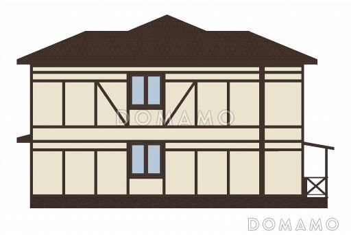 Проект двухэтажного каркасного дома в стиле фахверк / Фасад 3