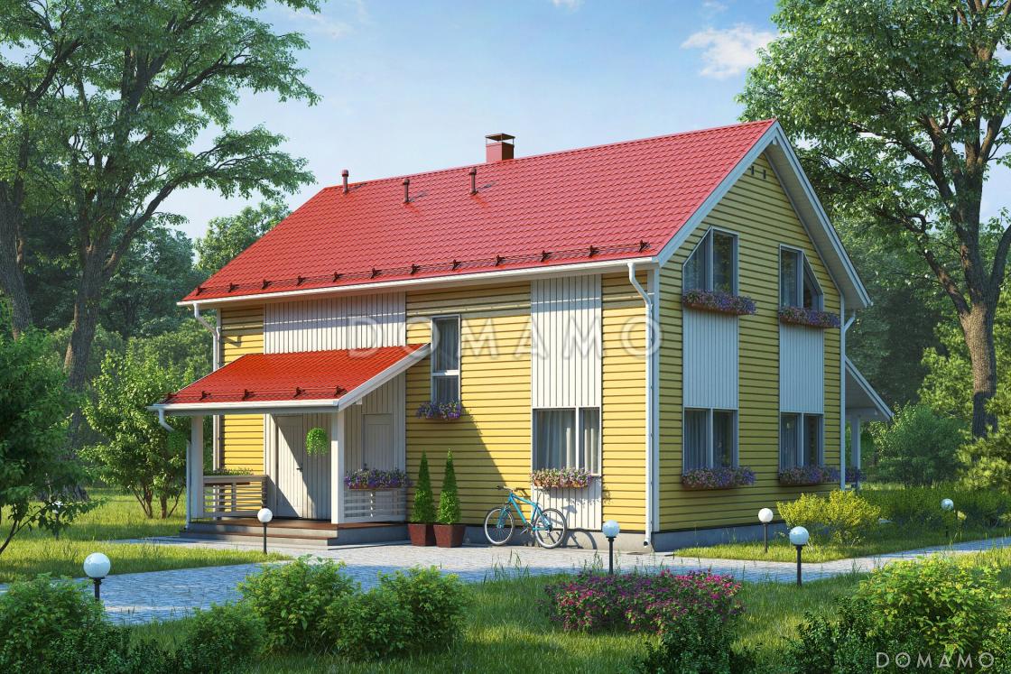 Проект кирпичного коттеджа в скандинавском стиле с 4 спальнями, светлой гостиной и террасой / 11