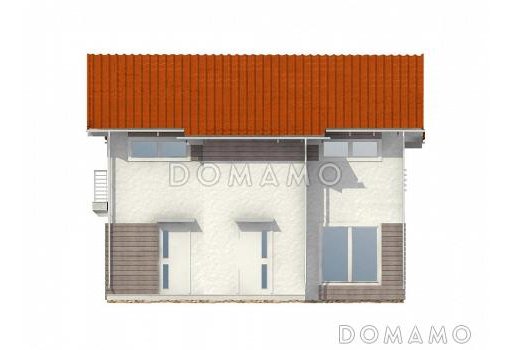 Проект каркасного дома с небольшой открытой террасой / Фасад 2