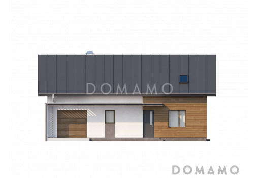 Проект классического одноэтажного мансардного дома из кирпича с кабинетом и гаражом / Фасад 1