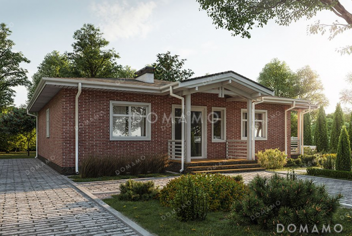 Проект одноэтажного дома с просторной террасой  Проект одноэтажного дома с просторной террасой