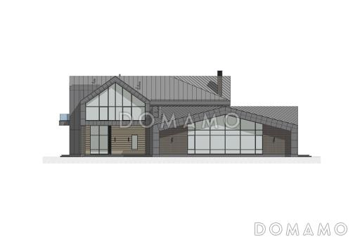 Проект двухэтажного коттеджа из газобетона с винным погребом, террасой барбекю и зимним садом / Фасад 2