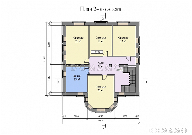 Проект большого двухэтажного дома с цоколем и мансардой,с эркером, сауной и бассейном / План 2 этажа Проект большого двухэтажного дома с цоколем и мансардой,с эркером, сауной и бассейном / План 2 этажа
