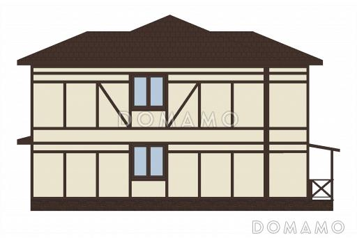 Проект двухэтажного дома из пеноблоков в стиле фахверк / Фасад 3