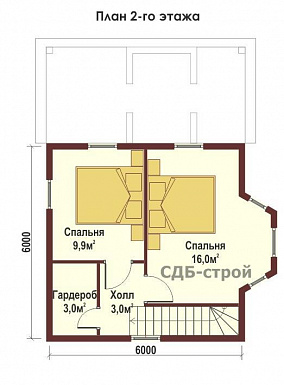 Дом из профилированного бруса ДПБ5 / План 2 этажа Дом из профилированного бруса ДПБ5 / План 2 этажа