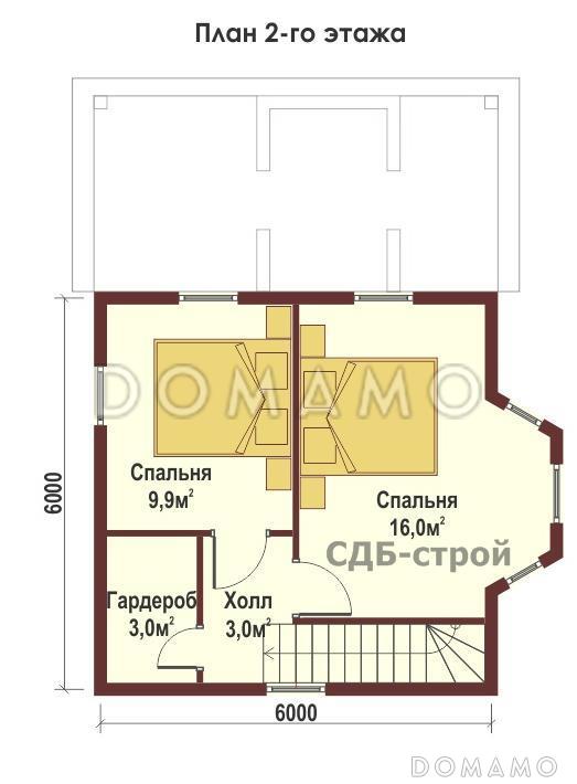 Дом из профилированного бруса ДПБ5 / План 2 этажа