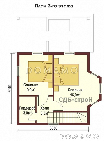 Дом из профилированного бруса ДПБ5 / План 2 этажа Дом из профилированного бруса ДПБ5 / План 2 этажа