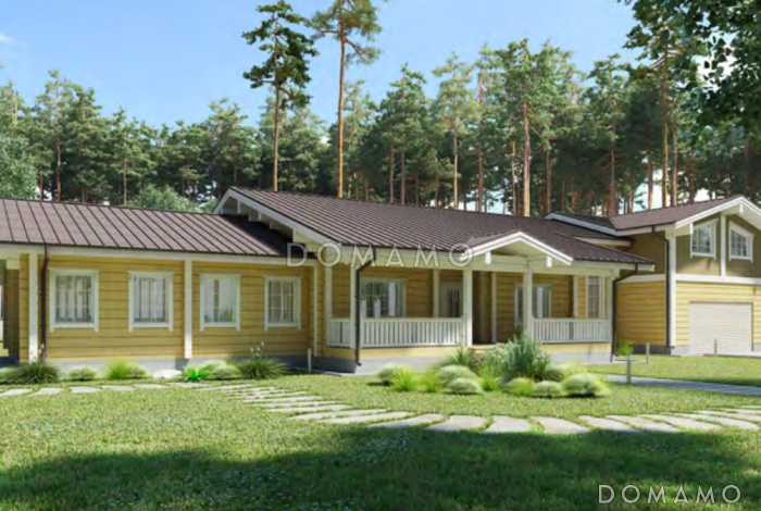 Проект большого дома из клееного бруса с гаражом на два авто Проект большого дома из клееного бруса с гаражом на два авто