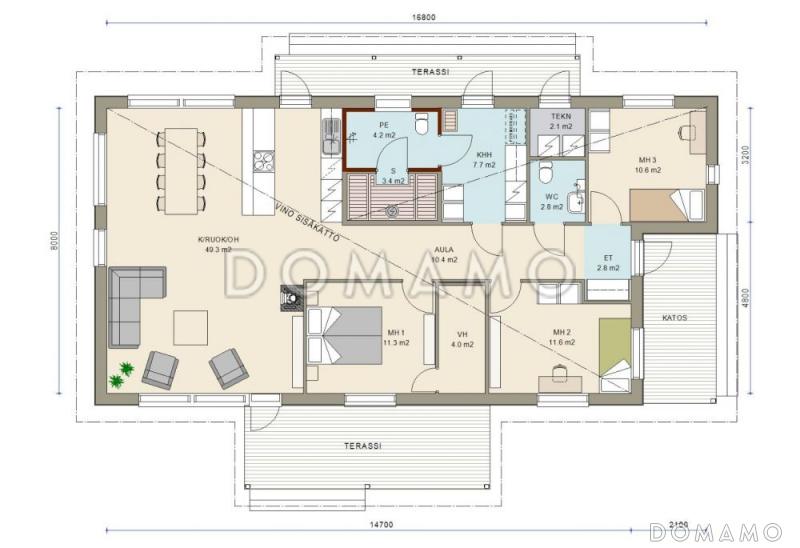 Проект стильного загородного каркасного дома / План 1 этажа Проект стильного загородного каркасного дома / План 1 этажа