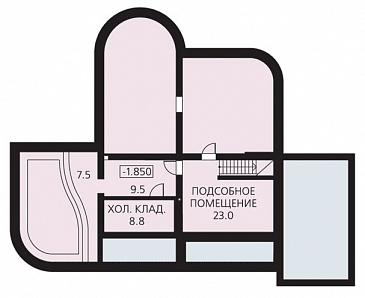 Проект 2 х этажного дома с гаражом / План цокольного этажа Проект 2 х этажного дома с гаражом / План цокольного этажа