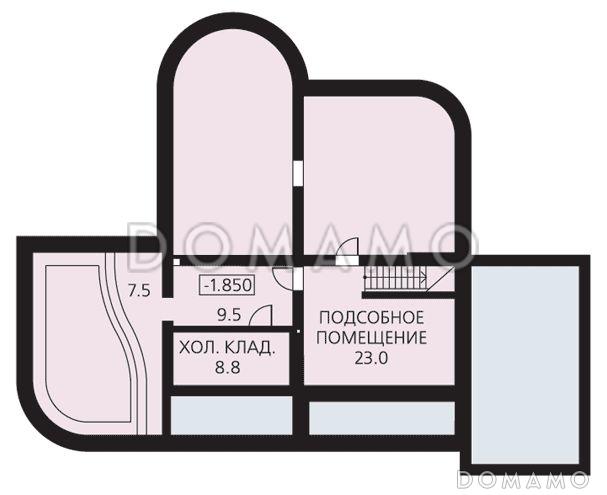 Проект 2 х этажного дома с гаражом / План цокольного этажа