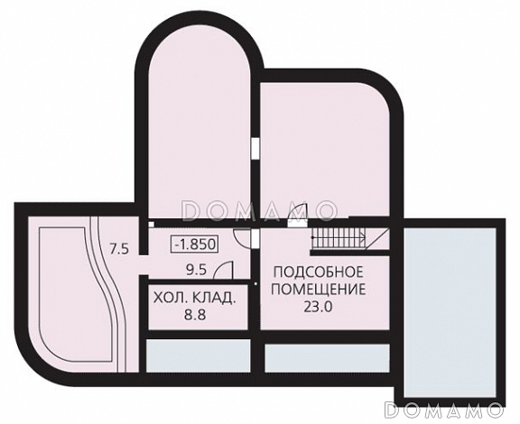 Проект 2 х этажного дома с гаражом / План цокольного этажа Проект 2 х этажного дома с гаражом / План цокольного этажа