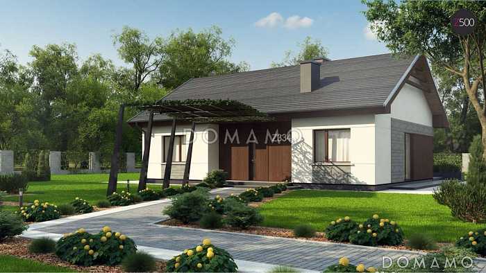 Проект небольшого уютного одноэтажного дома из кирпича с тремя спальнями Проект небольшого уютного одноэтажного дома из кирпича с тремя спальнями