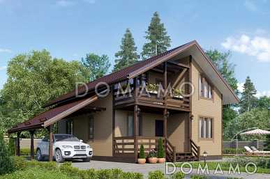 Проект стильного дома из клееного бруса с балконом