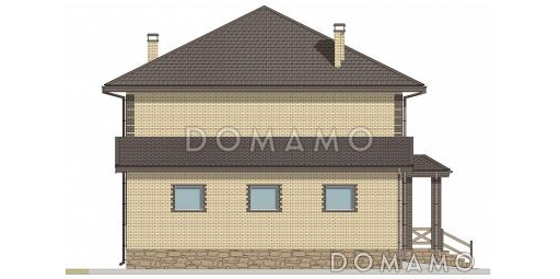 Проект двухэтажного дома из газобетона с пристроенным гаражом и верандой / Фасад 2