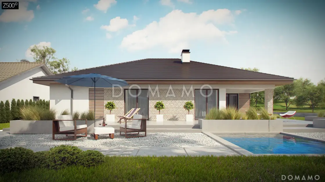 Проект одноэтажного дома из газобетона с гаражом на 2 автомобиля и подвалом / 6