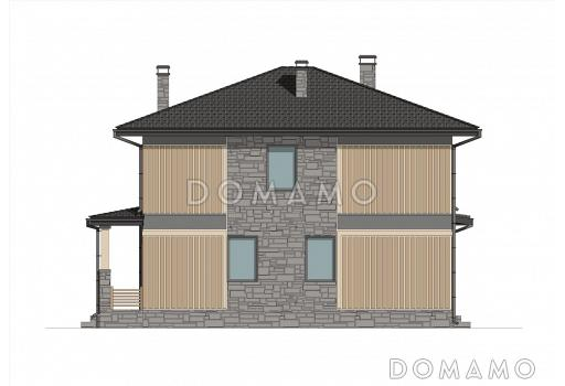 Проект двухэтажного дома из газобетона с окнами в пол и вторым светом / Фасад 2