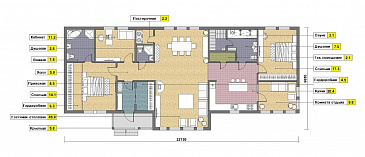 Проект одноэтажного дома из газобетона с сауной / План 1 этажа