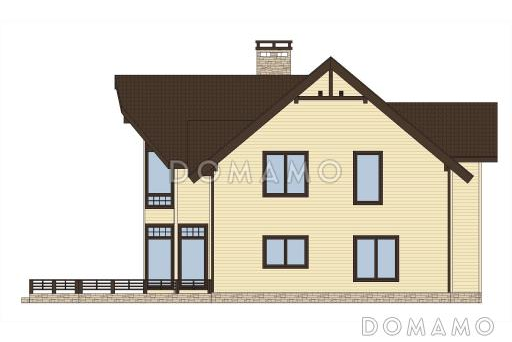 Проект каркасного дома в скандинавском стиле с террасой, эркером и большими окнами / Фасад 4