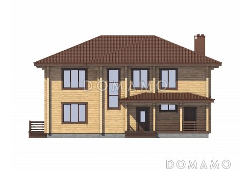 Проект двухэтажного деревянного дома с большой мастер-спальней и двумя лоджиями / Фасад 1