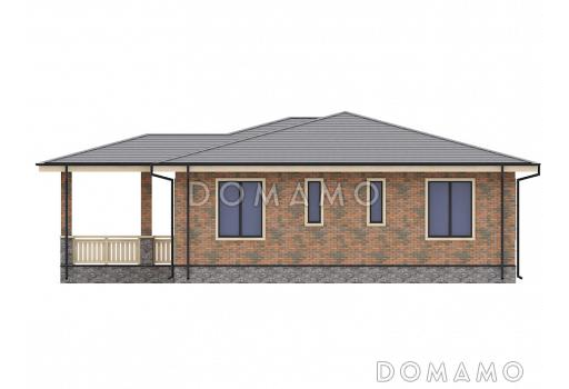 Проект дома из газобетона с кирпичной отделкой / Фасад 4