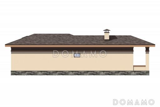 Проект бани со спортивным залом в цокольном этаже, бассейном, душевой, парной и комнатой отдыха / Фасад 3