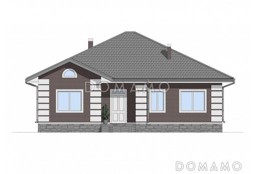Проект одноэтажного дома из газобетона для небольшой семьи / Фасад 3