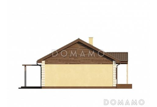 Проект простого одноэтажного дома из газобетона с тремя спальнями и просторной гостиной / Фасад 1