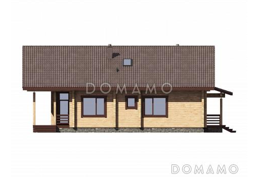 Проект дома из бруса с 4 спальнями, кабинетом и сауной / Фасад 2