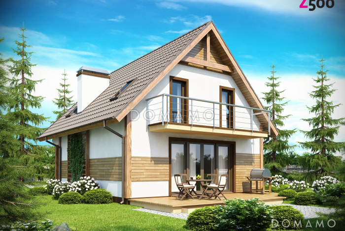 Проект простого одноэтажного мансардного дома из кирпича с тремя спальнями Проект простого одноэтажного мансардного дома из кирпича с тремя спальнями