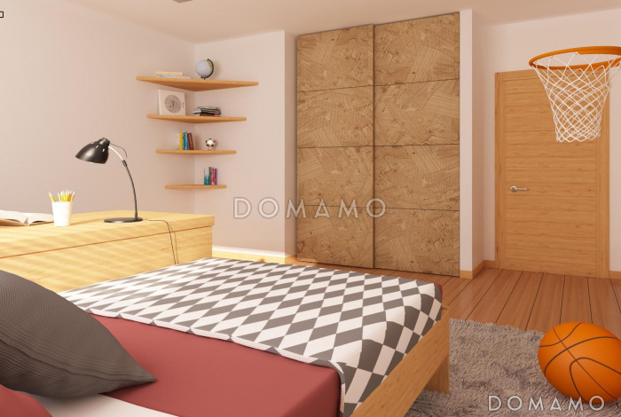 Проект одноэтажного дома с подвалом, эркером в гостиной, тремя спальнями