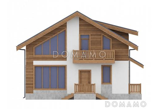 Проект двухэтажного дома в европейском стиле по каркасной технологии со вторым светом  / Фасад 4