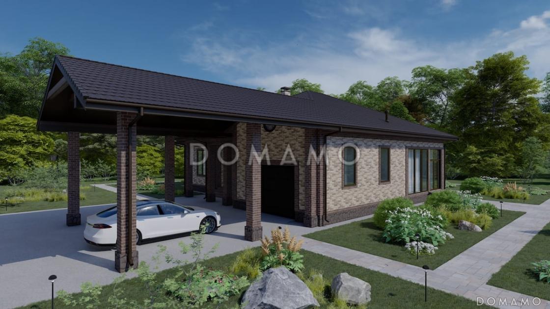 Проект кирпичного дома с навесом, гаражом и тренажерным залом / 4